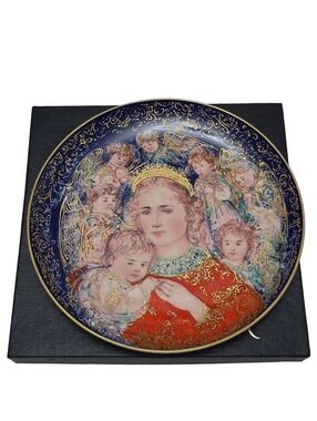 1985 Edna Hibel Christmas Plate Knowles Angels Message Ltd Ed COA 1st Issue Box
